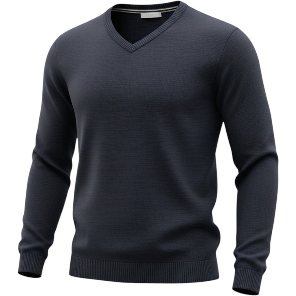Nordstrom Men's Shop Navy Black Cotton Cashmere V-Neck Sweater XXL Tall preppy